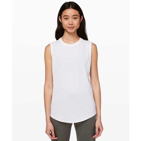 Lululemon Show Your Edge Crew Neck Sleeveless Pima Cotton Muscle Tank White 4 - Picture 1 of 13